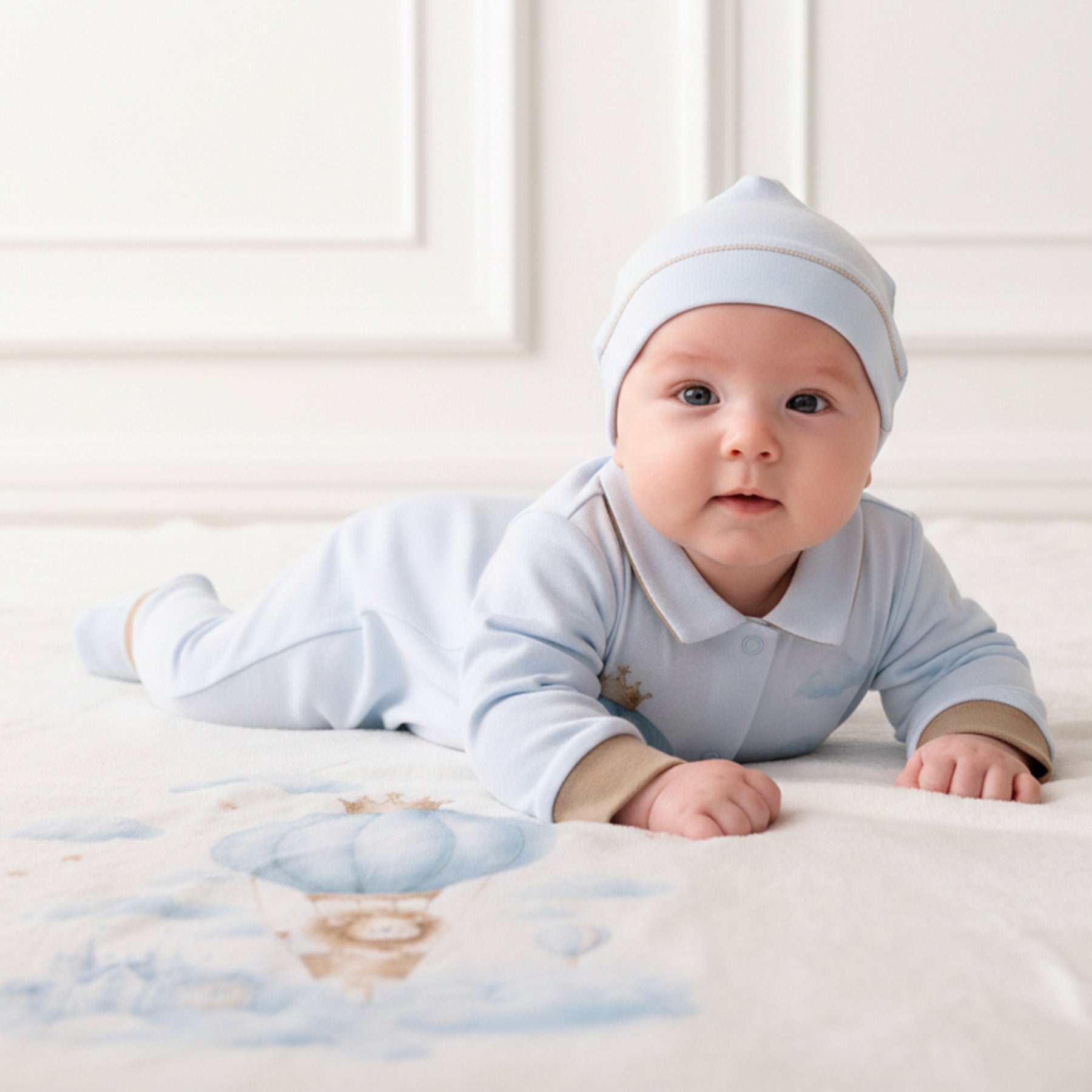 Babykleding wassen zonder krimpen: Sofija newborn set met inbakerdoek