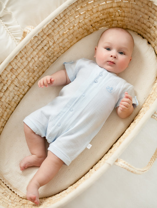 Sofija boxpak baby jongens Fabio Babyblauw — achteraanzicht