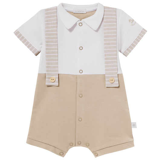 Sofija boxpak baby Jake Beige/Wit — vooraanzicht