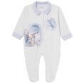 Afbeelding laden in galerijweergave, Sofija newborn boxpak jongens King Wit/Babyblauw — vooraanzicht
