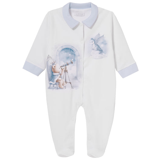 Sofija newborn boxpak jongens King Wit/Babyblauw — vooraanzicht