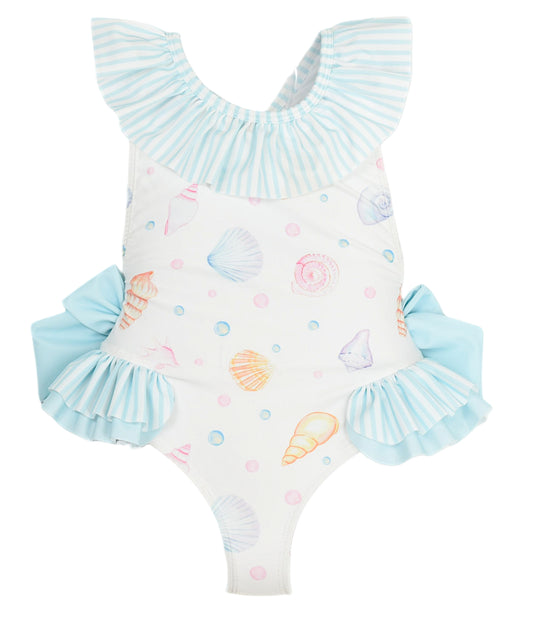 Meia Pata meisjes badpak Barbados Seashells met zomerse schelpenprint en comfortabele pasvorm