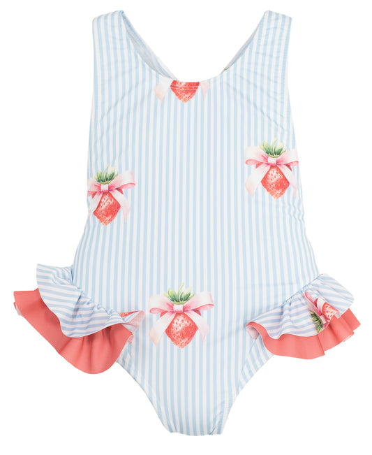 Meia Pata meisjes badpak Bahamas Strawberries met vrolijke aardbeienprint en comfortabele pasvorm