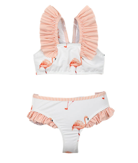 Meia Pata meisjes bikini Flamingo met vrolijke flamingoprint en comfortabele pasvorm