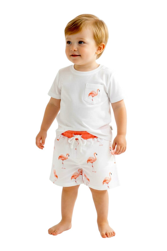 Meia Pata jongens zwembroek Flamingos met vrolijke flamingoprint en comfortabele pasvorm