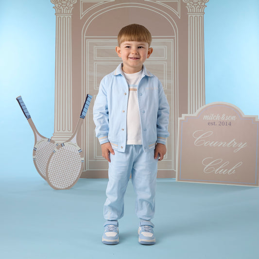 Mitch & Son 2-delige outfit jongens met lichtblauw bomberjack en broek