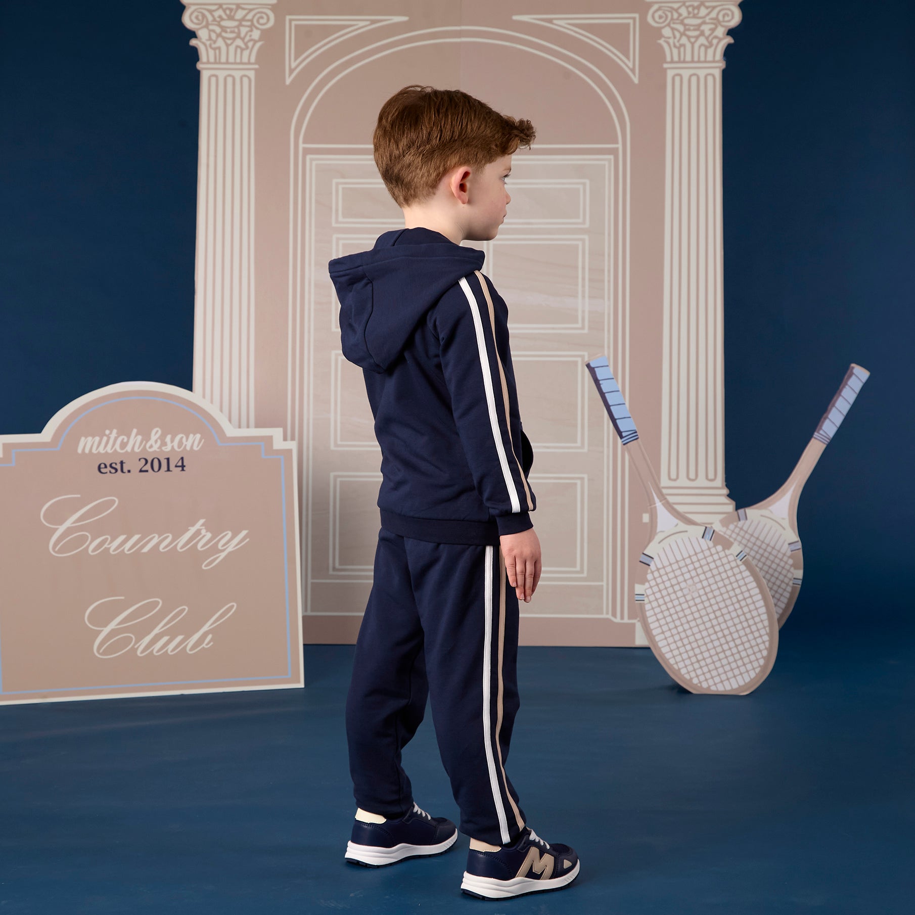 Mitch & Son joggingpak met capuchon Santino Donkerblauw
