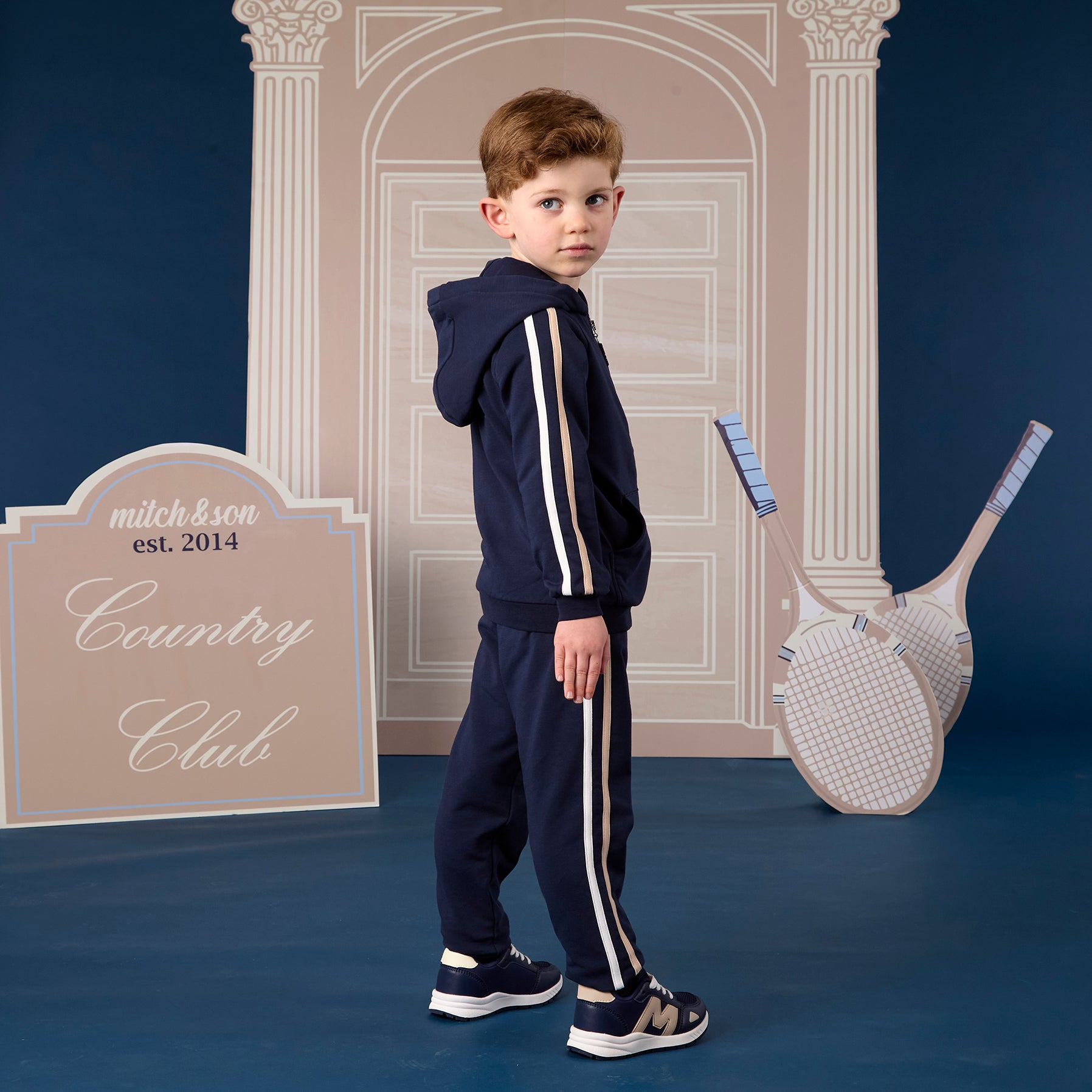 Mitch & Son joggingpak met capuchon Santino Donkerblauw