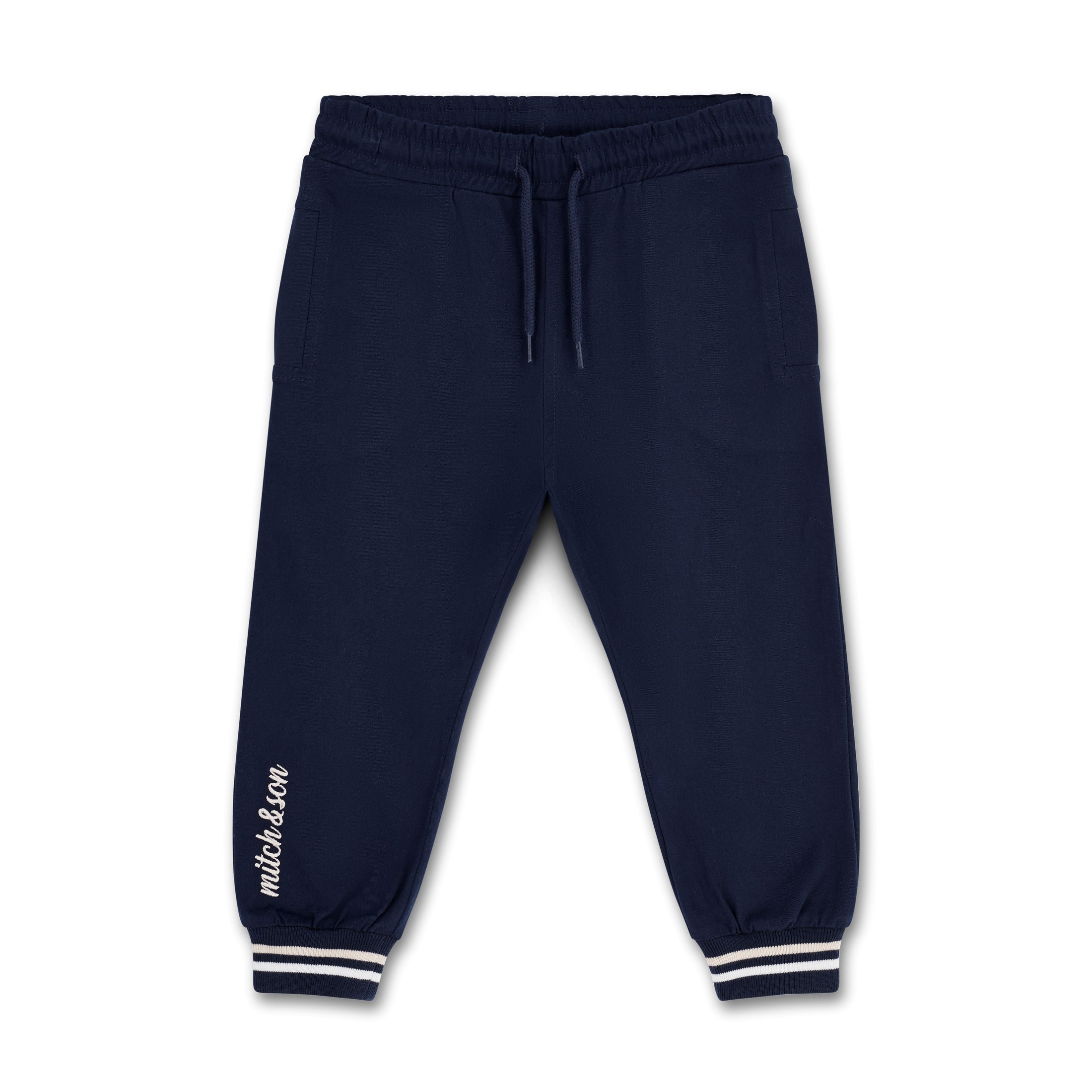SULLIVAN Twill Elasticated Trousers - Dark Navy