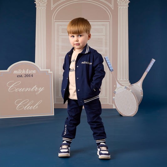 Mitch & Son 2-delige outfit jongens met donkerblauw bomberjack en broek