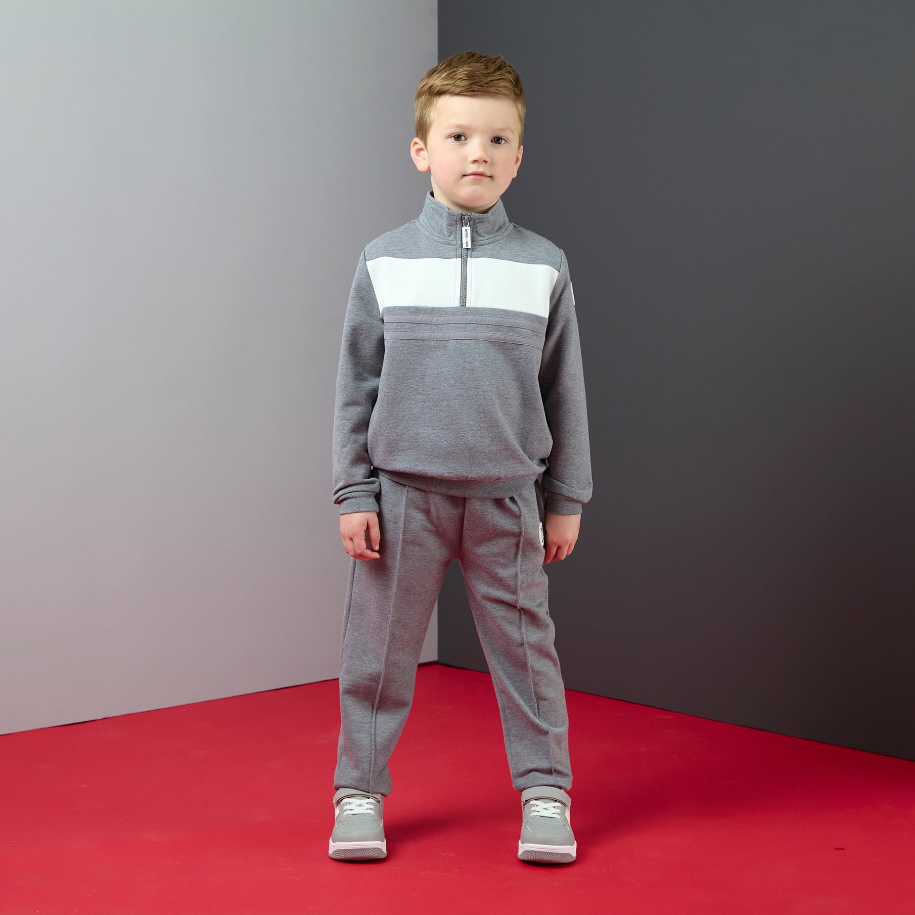 Mitch & Son joggingpak met halve rits Tyler Grijs