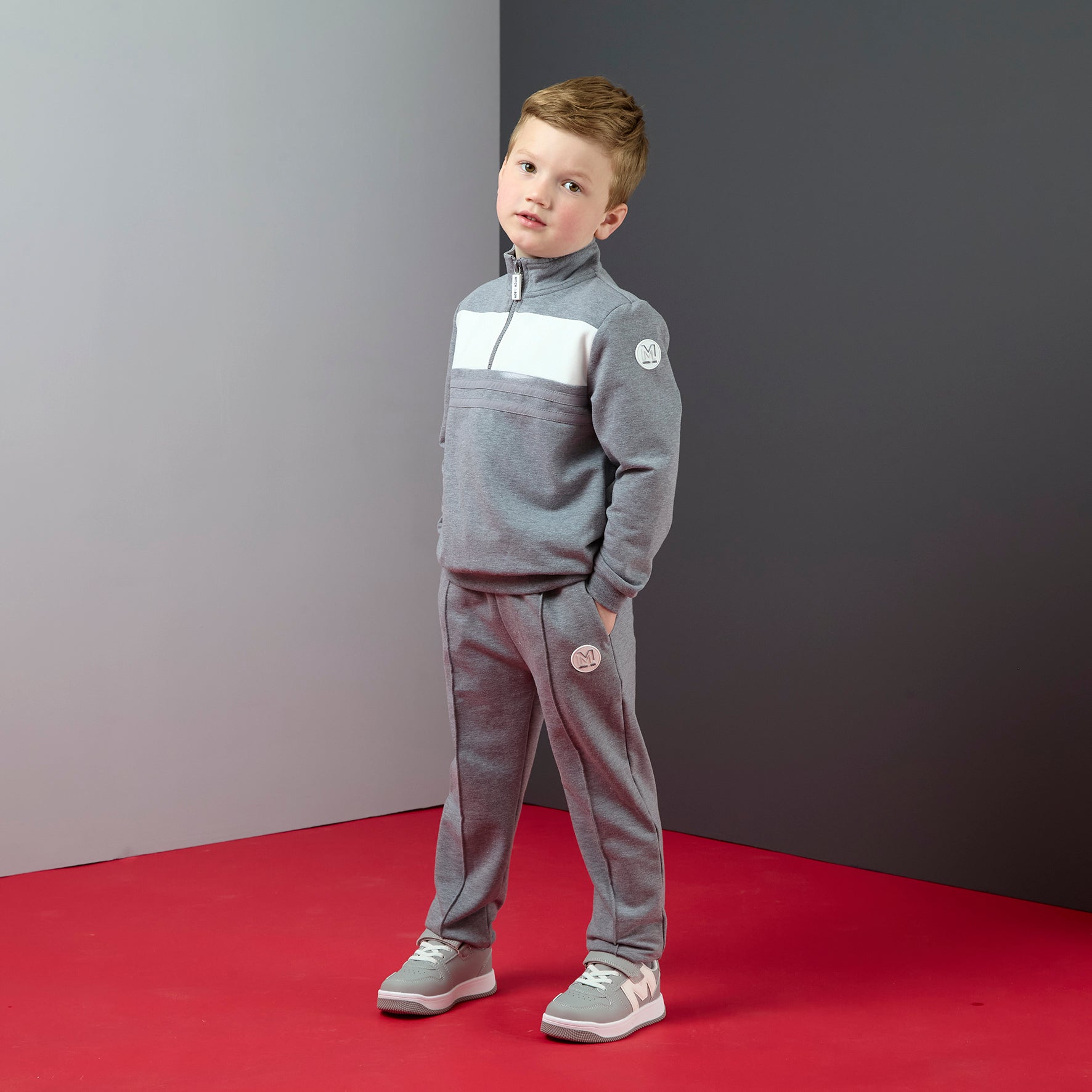 Mitch & Son joggingpak met halve rits Tyler Grijs