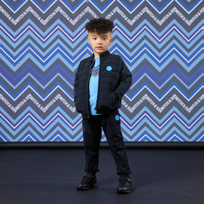 Mitch & Son 3-delige outfit jongens – Jas, broek & T-shirt zwart