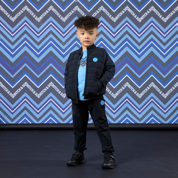 Mitch & Son 3-delige outfit jongens – Jas, broek & T-shirt zwart