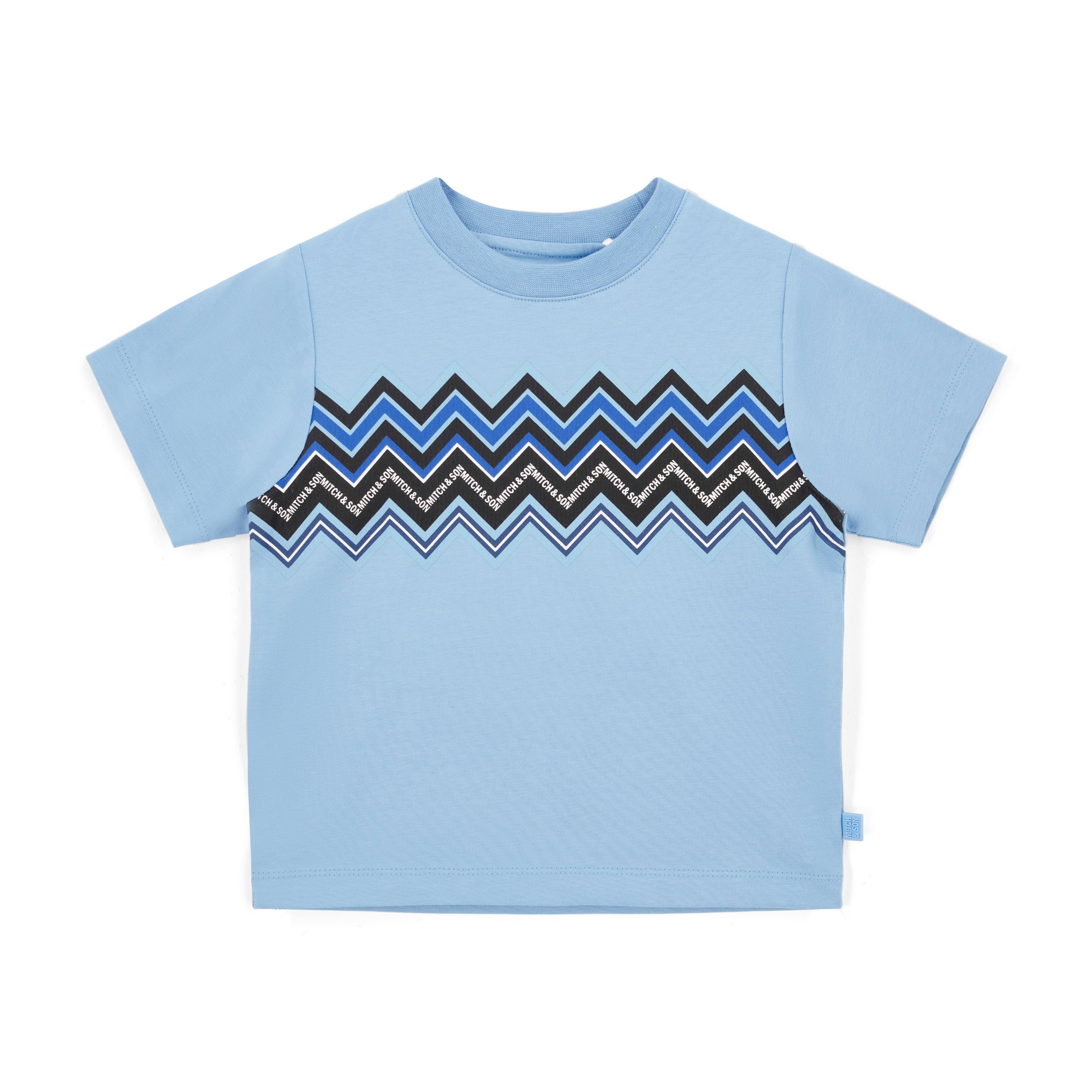 WALLACE ZigZag Print T-Shirt - Cornflower Blue