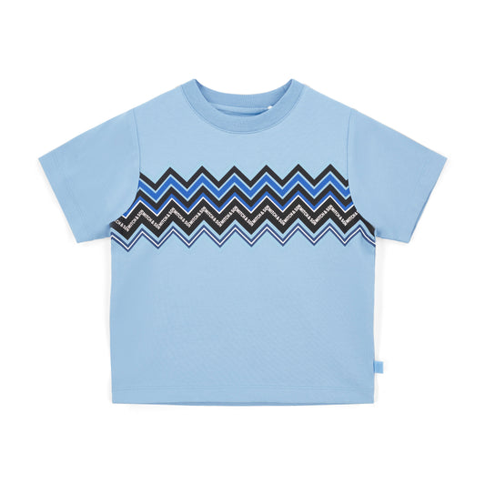 WALLACE ZigZag Print T-Shirt - Cornflower Blue