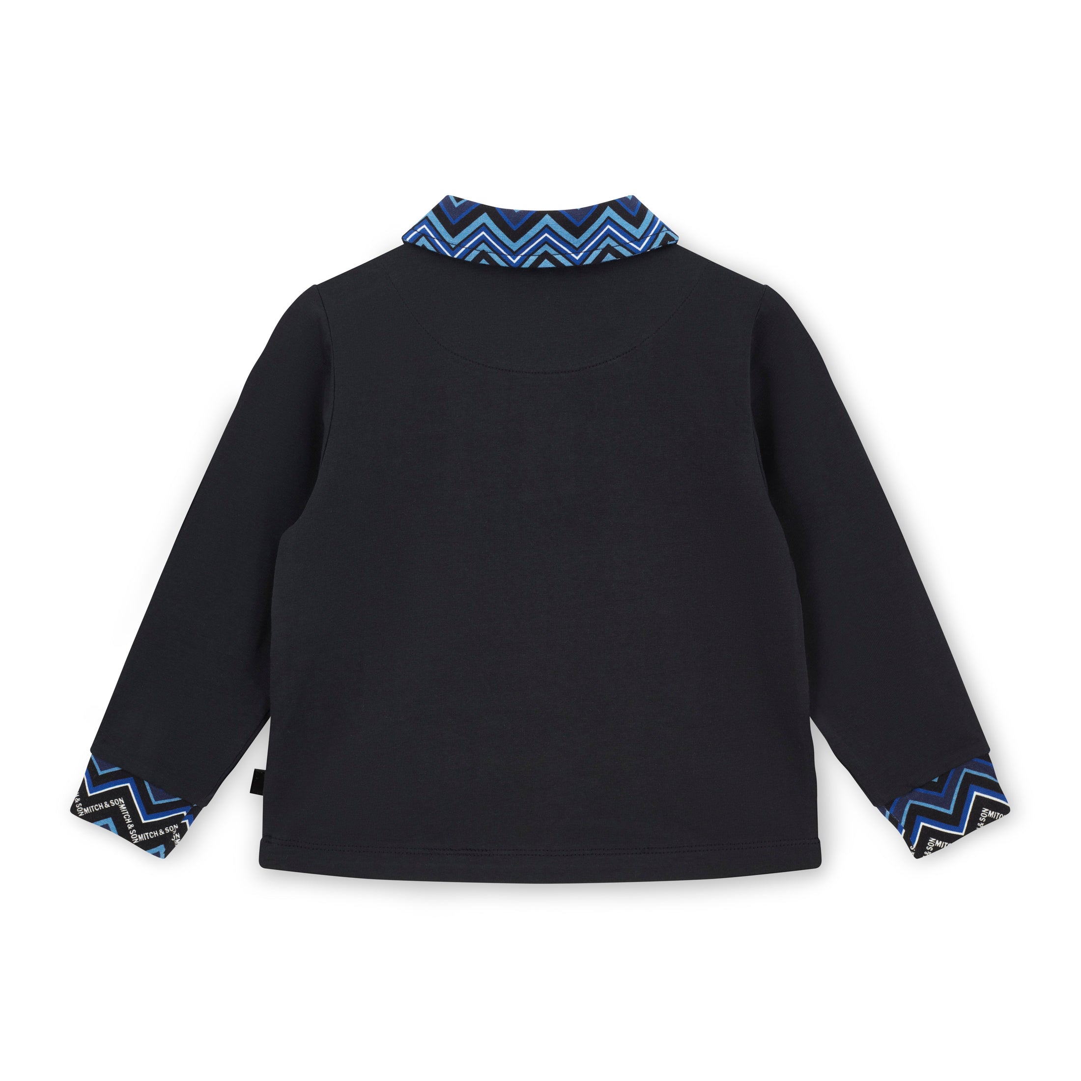 WRIGHT ZigZag Collar Polo Top - Black