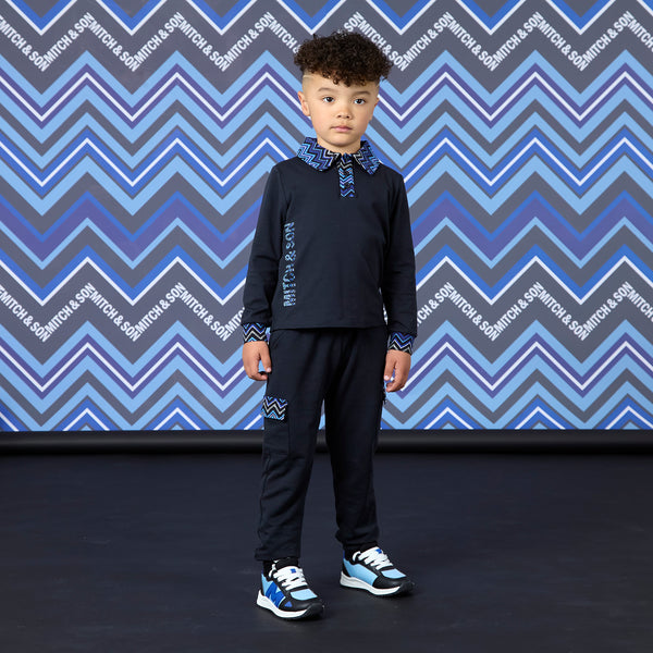 Mitch & Son 2-delige outfit jongens – Polo & cargobroek zwart