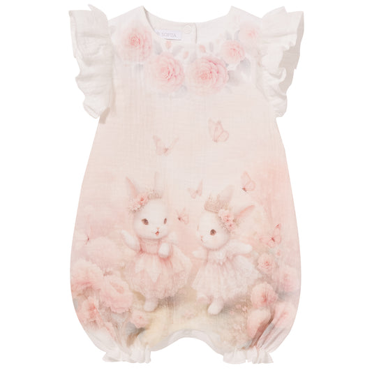 Sofija zomerpakje baby meisjes Nel Babyroze — vooraanzicht
