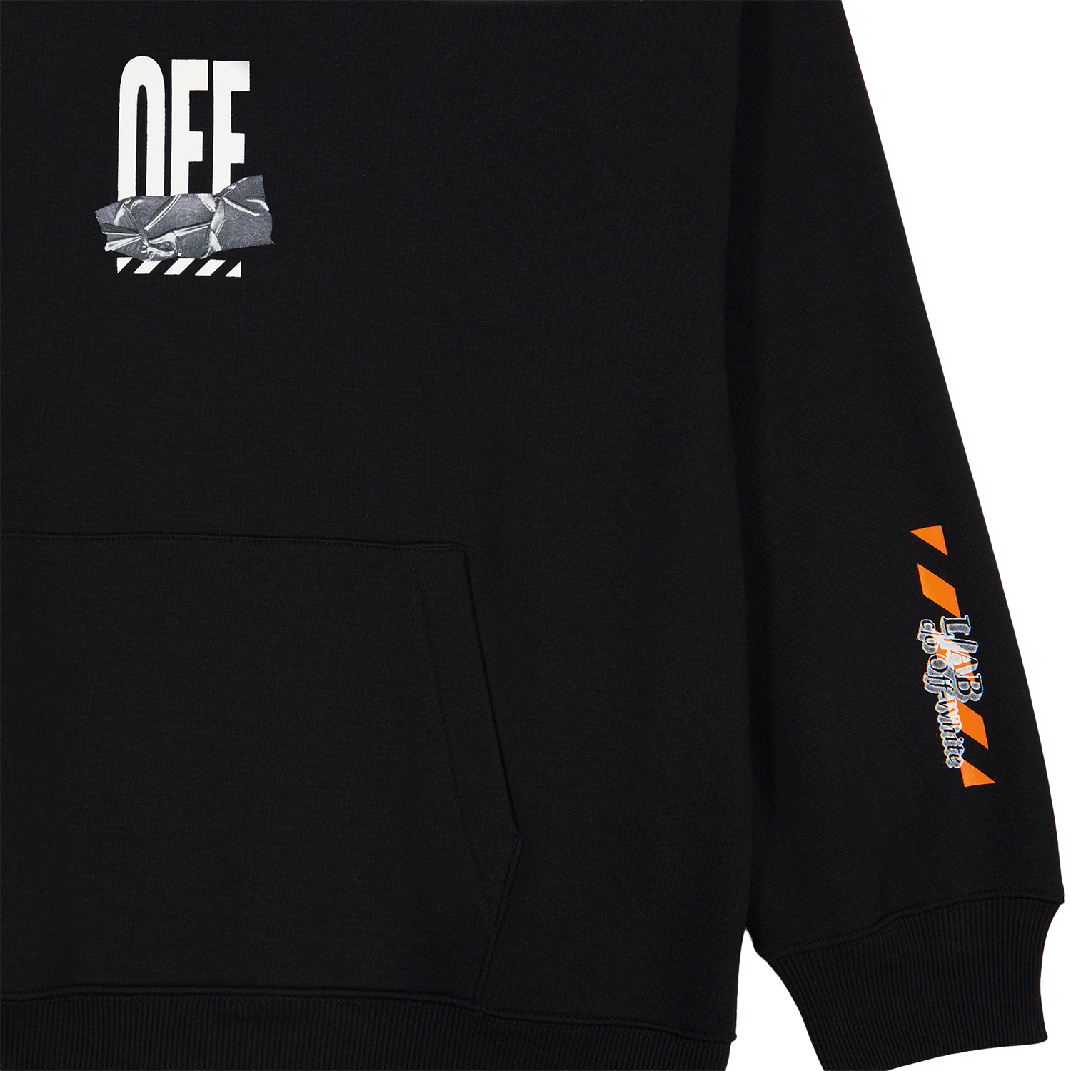 L/AB Off-White hoody jongens Off Active Duct Tape Black, detail print voorkant