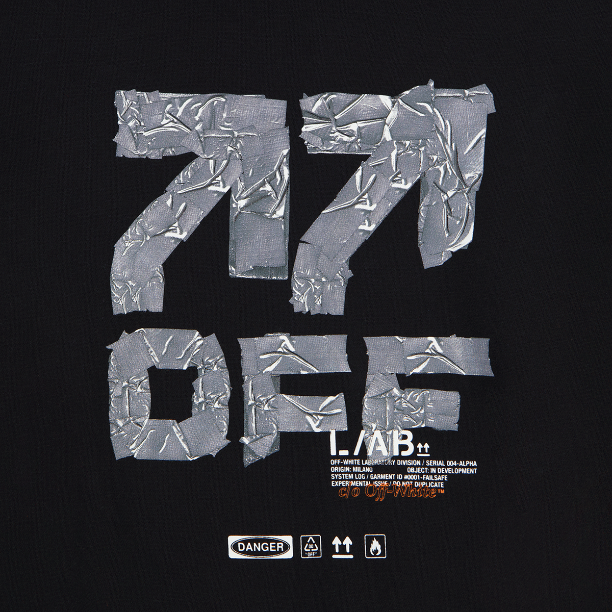L/AB Off-White hoody jongens Off Active Duct Tape Black, detail print achterkant