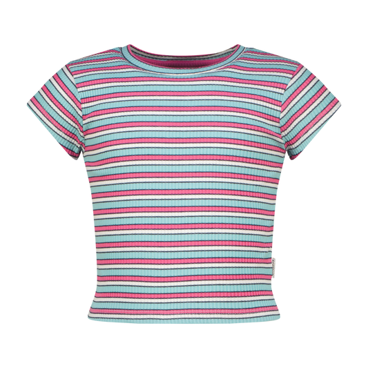 Basic rib crop striped tee