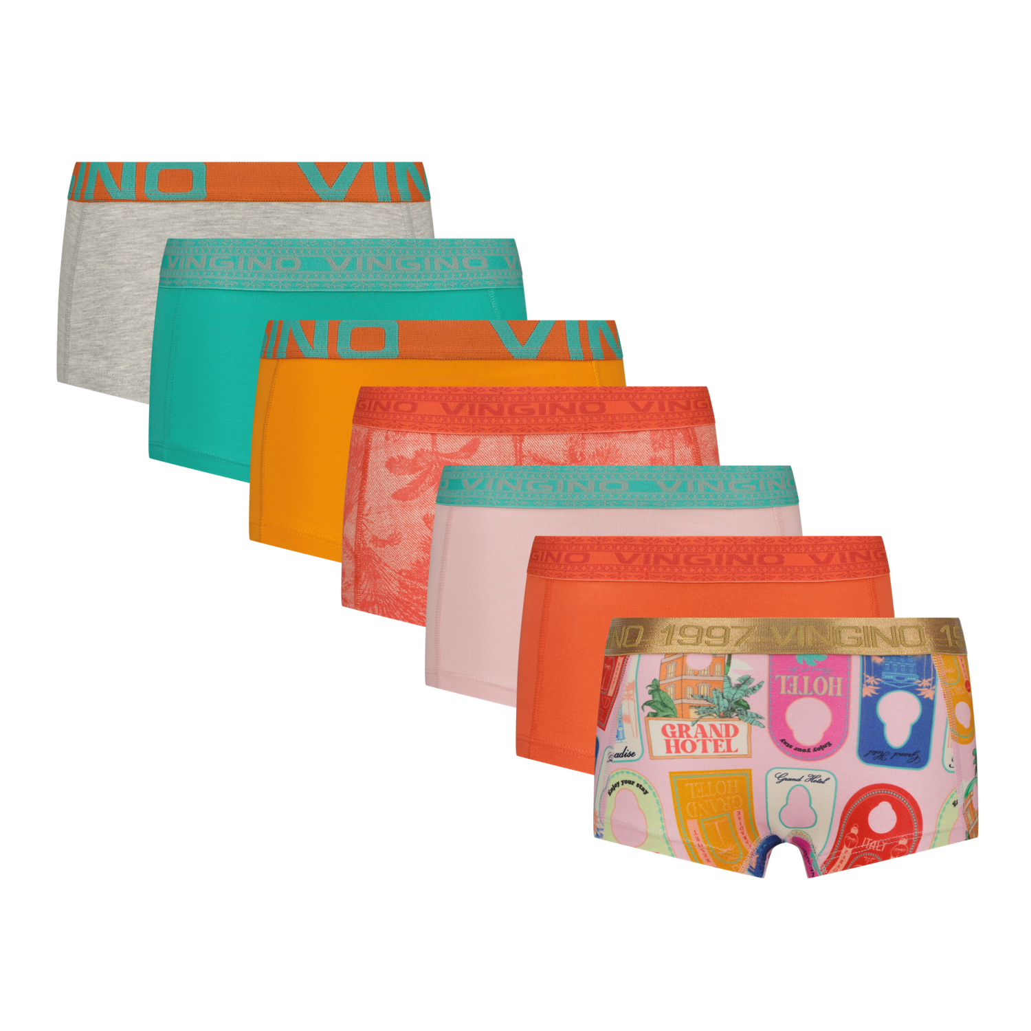 U262 multi 7pack-Hot coral