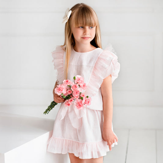 Sofija 2-delige set meisjes Vanessa Top/Rok Babyroze — achteraanzicht