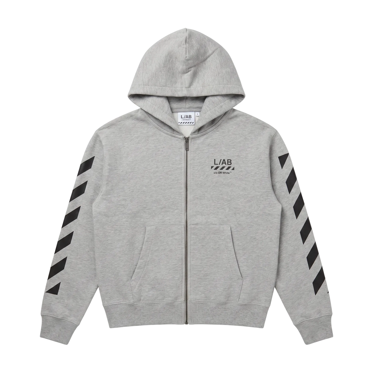 L/AB Off-White vest jongens Diag Heather Grey, voorkant