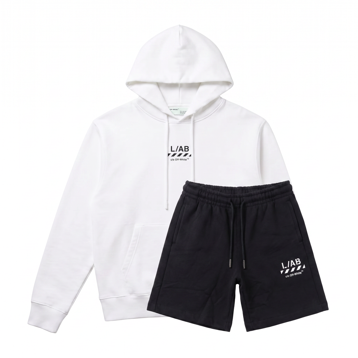 L/AB Off-White Hoody & korte broek, set