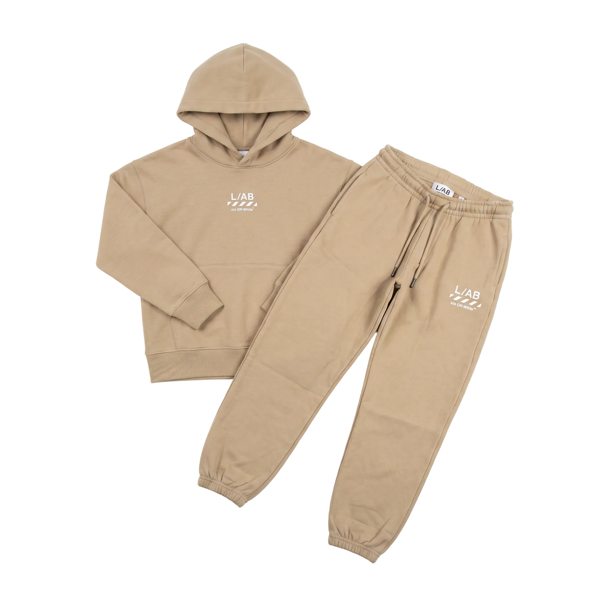 L/AB Off-White Hoody & joggingbroek beige, set