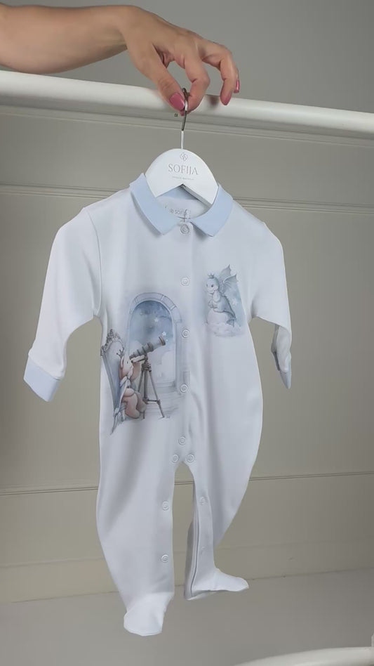 Sofija newborn boxpak jongens King Wit/Babyblauw