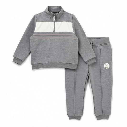 Mitch & Son joggingpak met halve rits Tyler Grijs